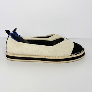 Rothy’s Espadrille Boardwalk Cream Black Size 11 Missing Ankle Ties
